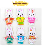 QWZ Little Bear Change Clothes Children's Early Education Wooden Jigsaw Puzzle Dressing Game Baby Puzzle Toys For Children Gift