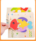 Baby Wooden 3D Puzzles Tangram Shapes Learning Educational Cartoon Animal Intelligence Jigsaw Toys For Children Gift