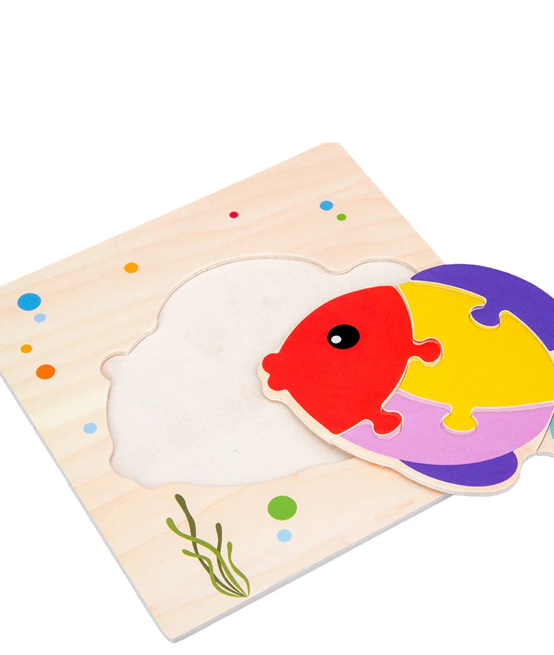Baby Wooden 3D Puzzles Tangram Shapes Learning Educational Cartoon Animal Intelligence Jigsaw Toys For Children Gift