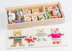 QWZ Little Bear Change Clothes Children's Early Education Wooden Jigsaw Puzzle Dressing Game Baby Puzzle Toys For Children Gift