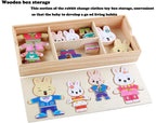 QWZ Little Bear Change Clothes Children's Early Education Wooden Jigsaw Puzzle Dressing Game Baby Puzzle Toys For Children Gift