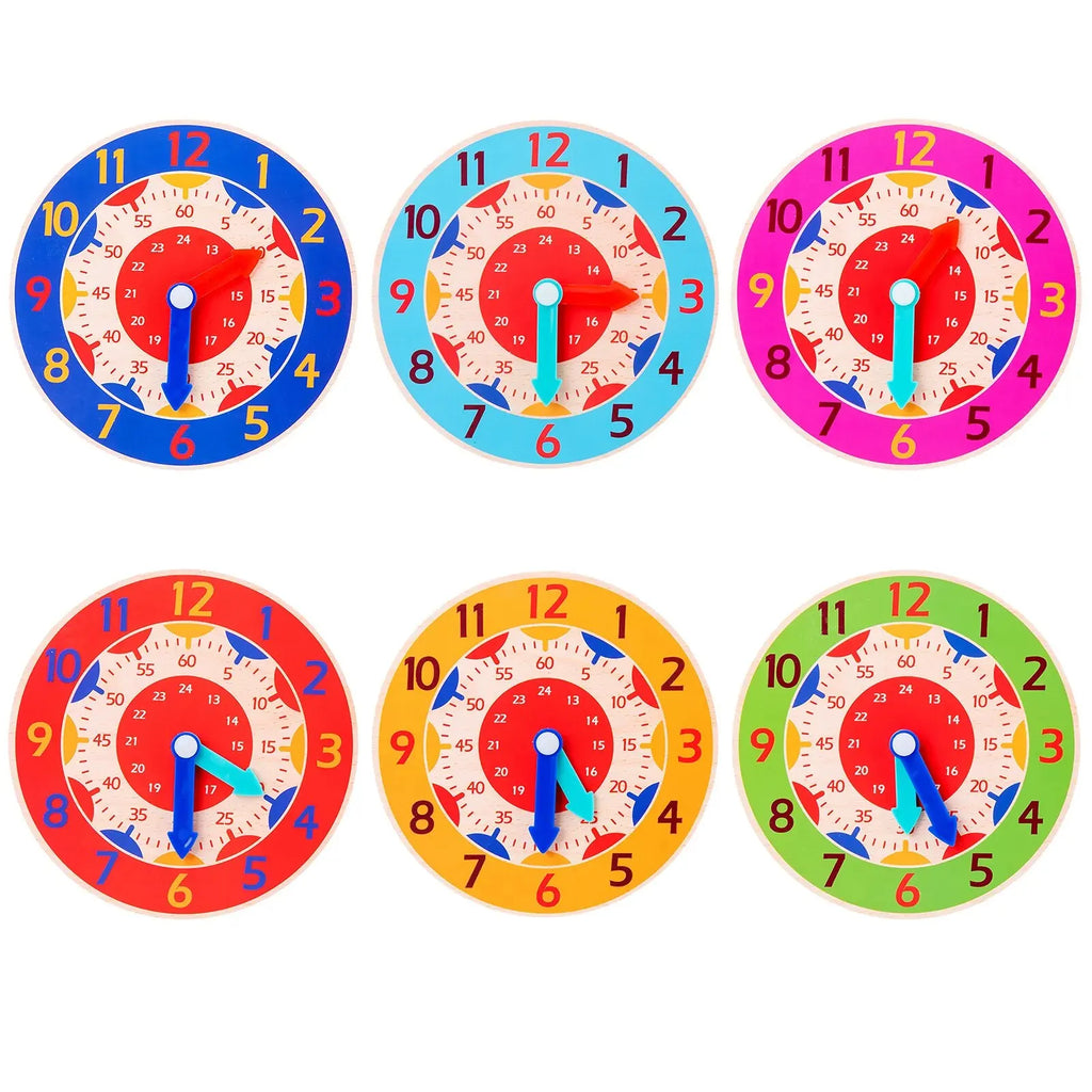 Kids Montessori Wooden Clock Toys Time Learning Teaching Aids Educational Toys For Children Primary School Clever Board Toy