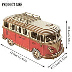 3D Wooden Car Puzzle Retro Bus European Style Campervan DIY Assembly Model Kit Educational Toy for Children Kids Home Decoration