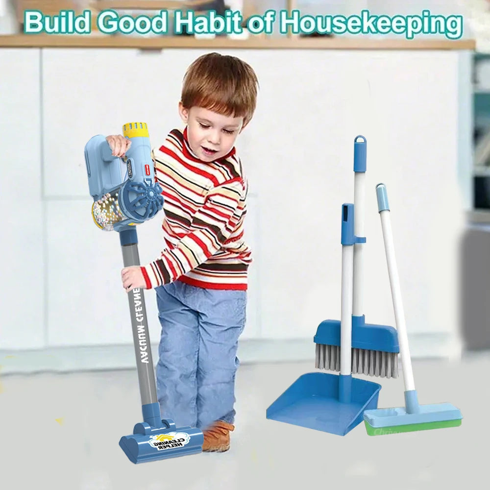 Kids Simulation Electric Vacuum Cleaner Toy Set Housekeeping Role Play Educational Toys for Toddlers Perfect Gift for Girls Boys