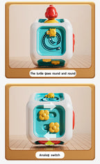 Baby Busy Board Cube Montessori Sensory Toys for Toddler Educational Learning Activities Travel Toy Lock Box Fine Motor Skill