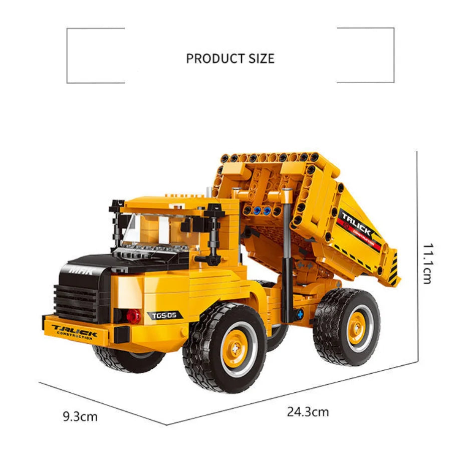 City technical MOC WheelLoader Car Heavy Mining Truck Crane Building Blocks DIY Engineering Excavator Bricks Toy For Children