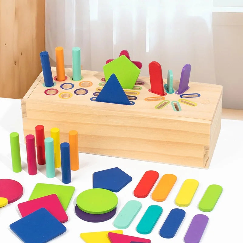 3D Shapes Geometric Solids Wooden Color Toy Sorting Toy Developmental Training Montessori Educational Game for Preschool Element