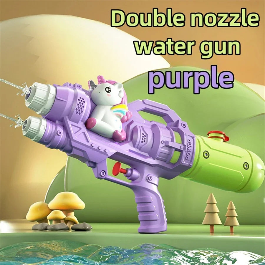 Unicorn Water Spray Toy Double Nozzle Water Gun Dinosaur Press Type Watergun Cartoon Animal Water Gun Summer Pool Toy for Kids