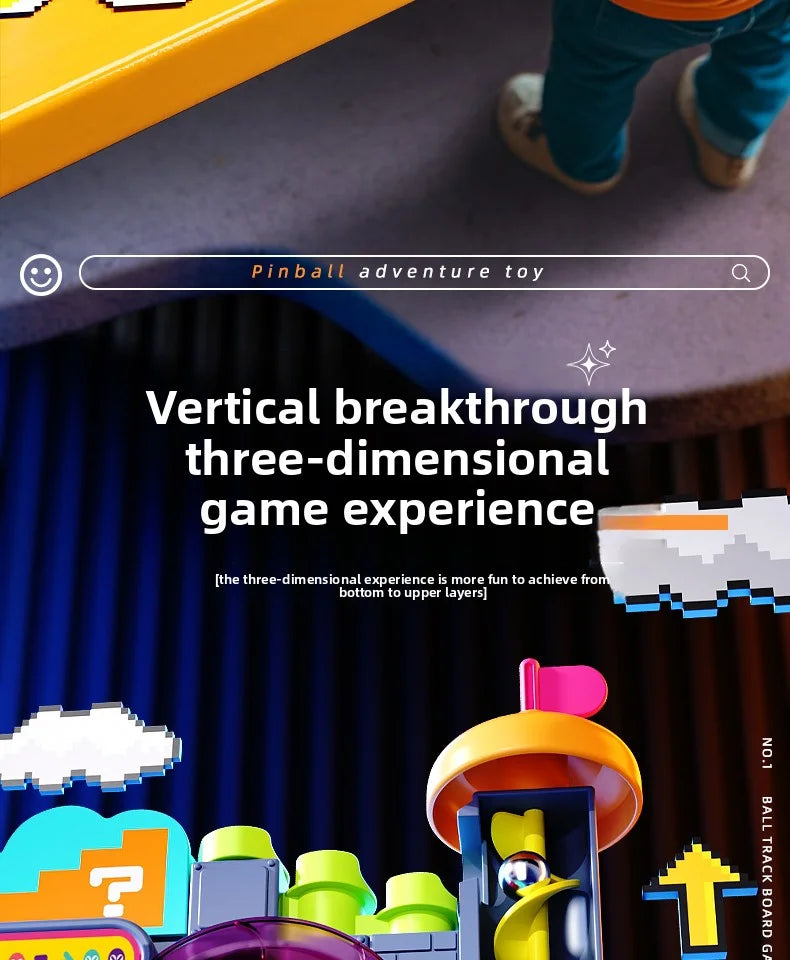 Educational Montessori Toy Multi-Layer Track Adventure Game Rail Rolling Ball Model Interactive Brain for Children Kids
