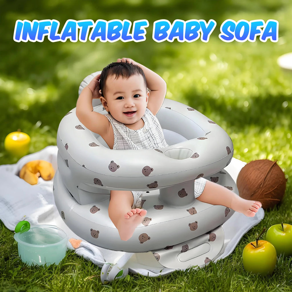 New Inflatable Baby Seat with Full Enclosure Comfortable PVC Sit Me Up Baby Chair Built in Air Pump Blow Up Sitting Sofa