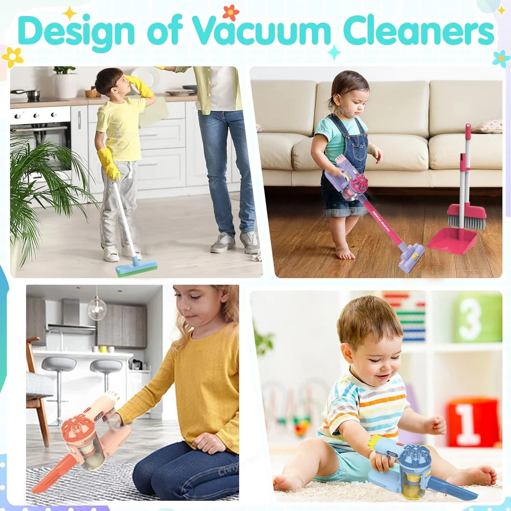 Kids Simulation Electric Vacuum Cleaner Toy Set Housekeeping Role Play Educational Toys for Toddlers Perfect Gift for Girls Boys