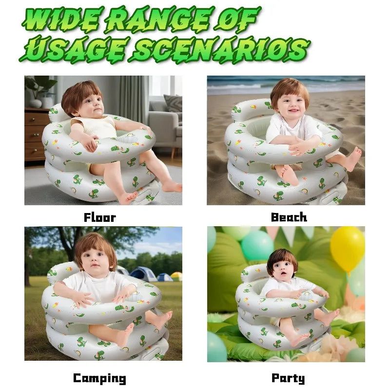 New Inflatable Baby Seat with Full Enclosure Comfortable PVC Sit Me Up Baby Chair Built in Air Pump Blow Up Sitting Sofa