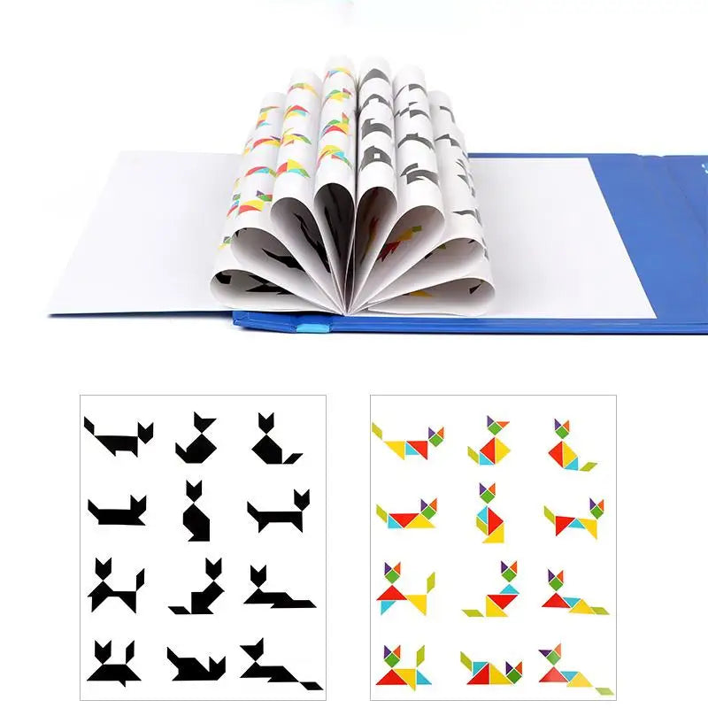 Wooden Magnetic Tangram Puzzle Book for Kids | Educational Travel Puzzle Toy