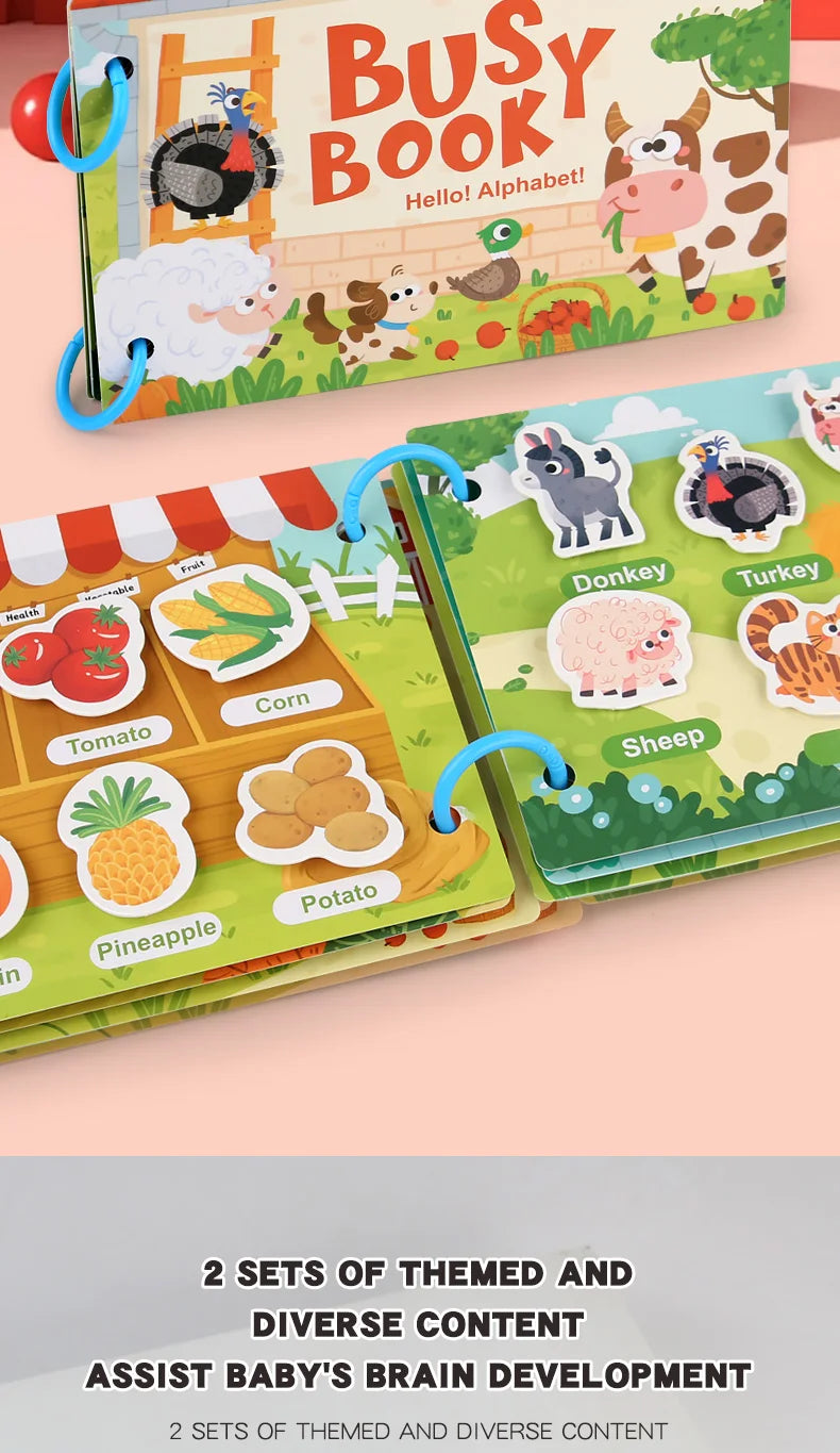Montessori Baby Busy book My First Quiet Book Paste Early Learning Education Toy Children Toy Matching Game for Babies