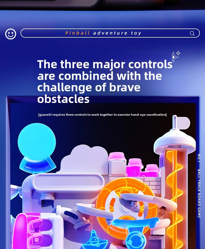 Educational Montessori Toy Multi-Layer Track Adventure Game Rail Rolling Ball Model Interactive Brain for Children Kids