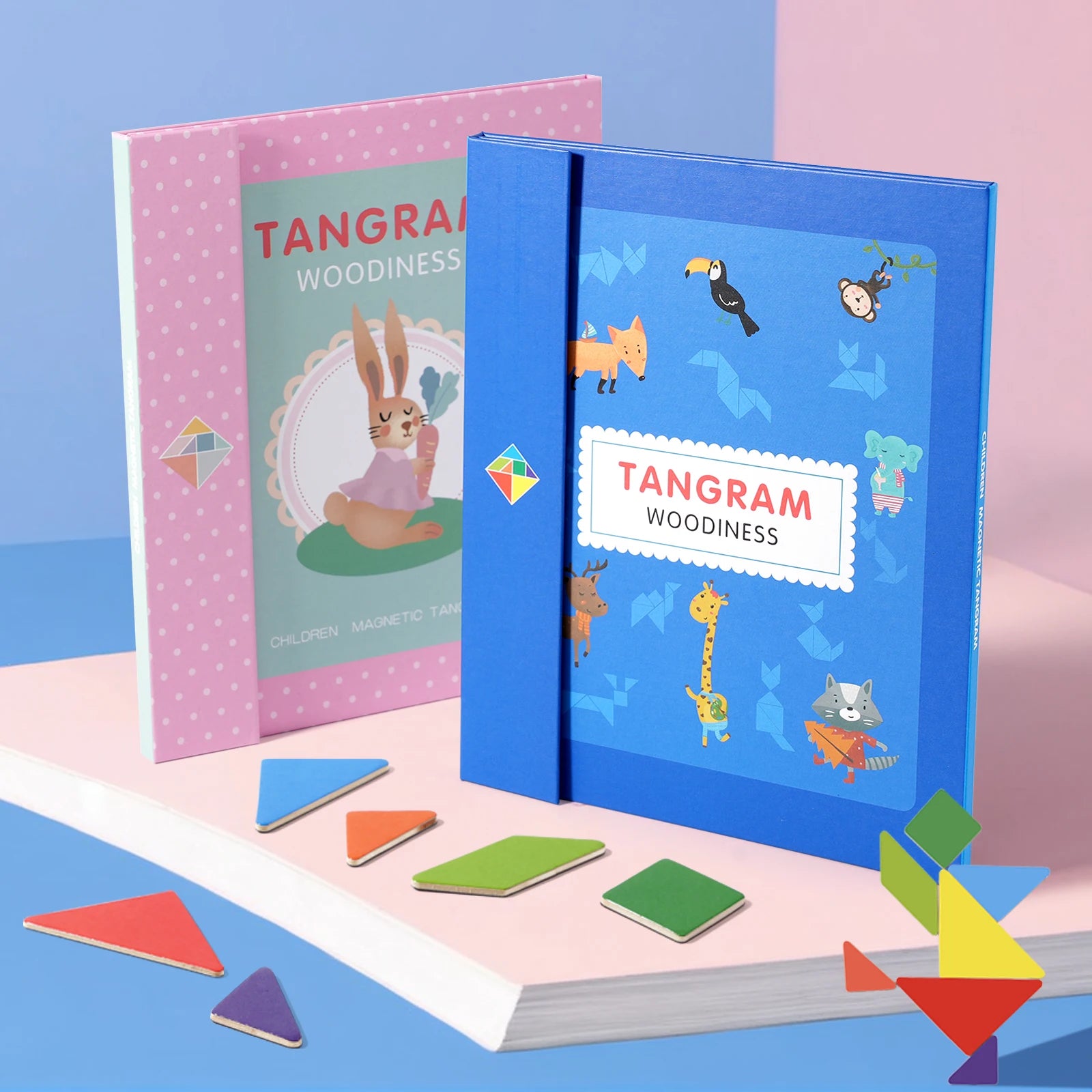 Wooden Magnetic Tangram Puzzle Book for Kids | Educational Travel Puzzle Toy