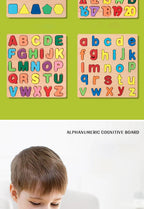 Kids Alphabetic Arithmetic Number Geometric Shapes Wooden Puzzle Montessori Preschool Learning Educational Game Toy for Children