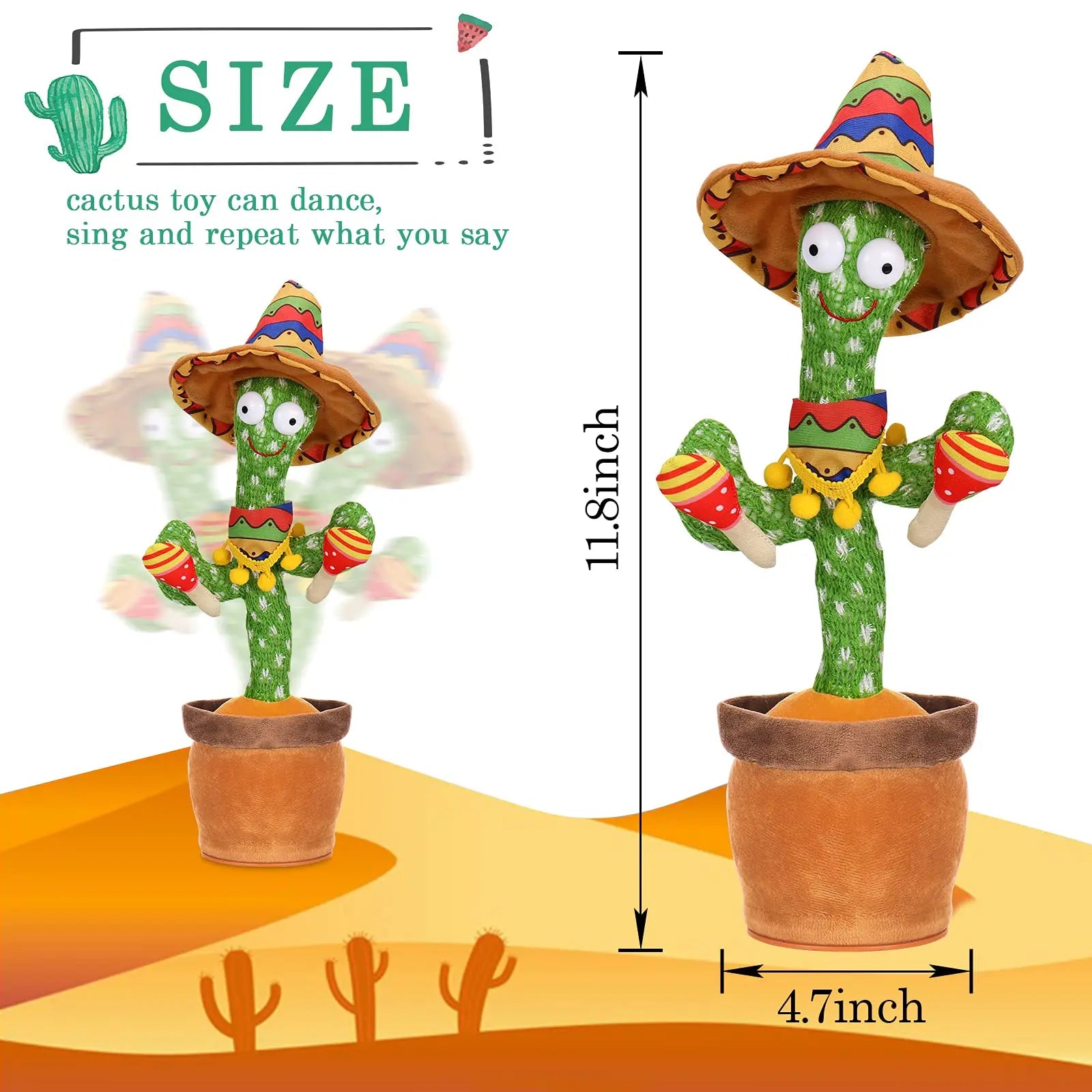 Talking Cactus  Dancing Baby Toy Cactus Repeats What You say for Kids with English Songs Dancing Toy for Gift Toddle Girls Boys