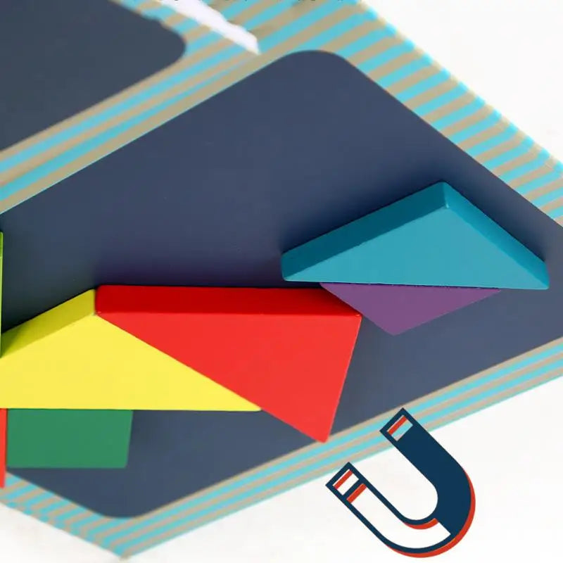 Wooden Magnetic Tangram Puzzle Book for Kids | Educational Travel Puzzle Toy
