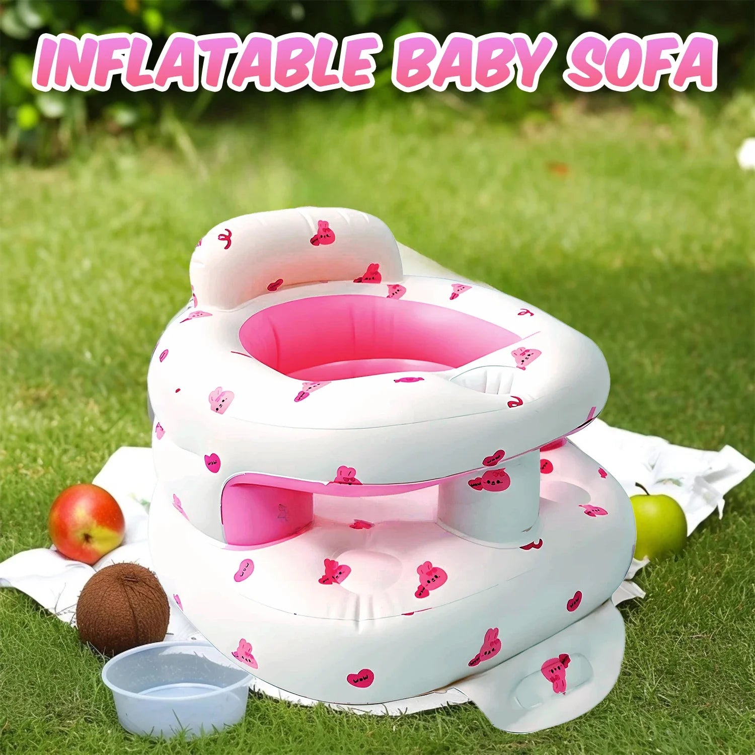 New Inflatable Baby Seat with Full Enclosure Comfortable PVC Sit Me Up Baby Chair Built in Air Pump Blow Up Sitting Sofa