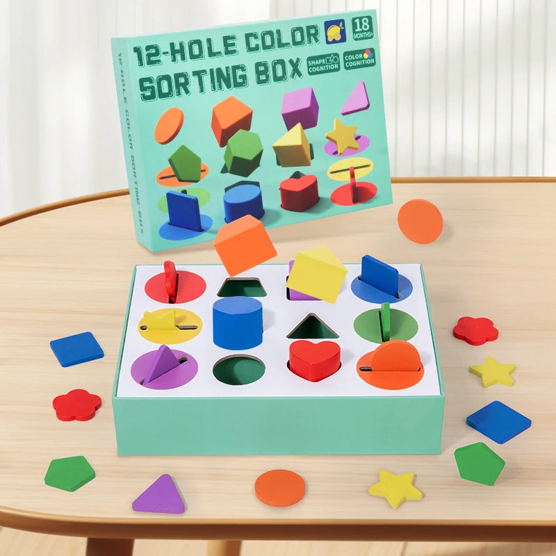 3D Shapes Geometric Solids Wooden Color Toy Sorting Toy Developmental Training Montessori Educational Game for Preschool Element