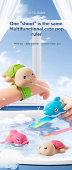 New Turtle or dolphin shaped bracelet water gun, parent-child interaction pressure water jet toy, bath, beach and pool toys