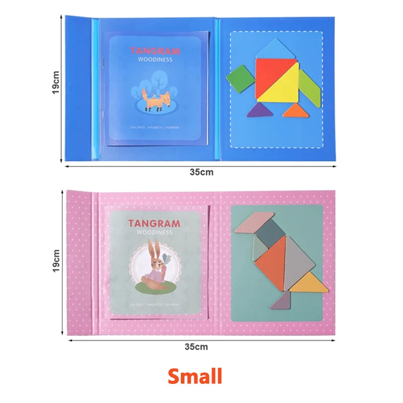 Wooden Magnetic Tangram Puzzle Book for Kids | Educational Travel Puzzle Toy