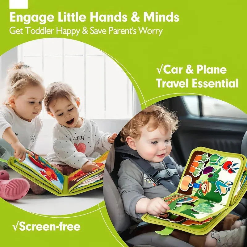 Montessori Quiet Book - Farm Animal Activity Toy with Storytelling for Toddlers, Early Learning Fine Motor Skills