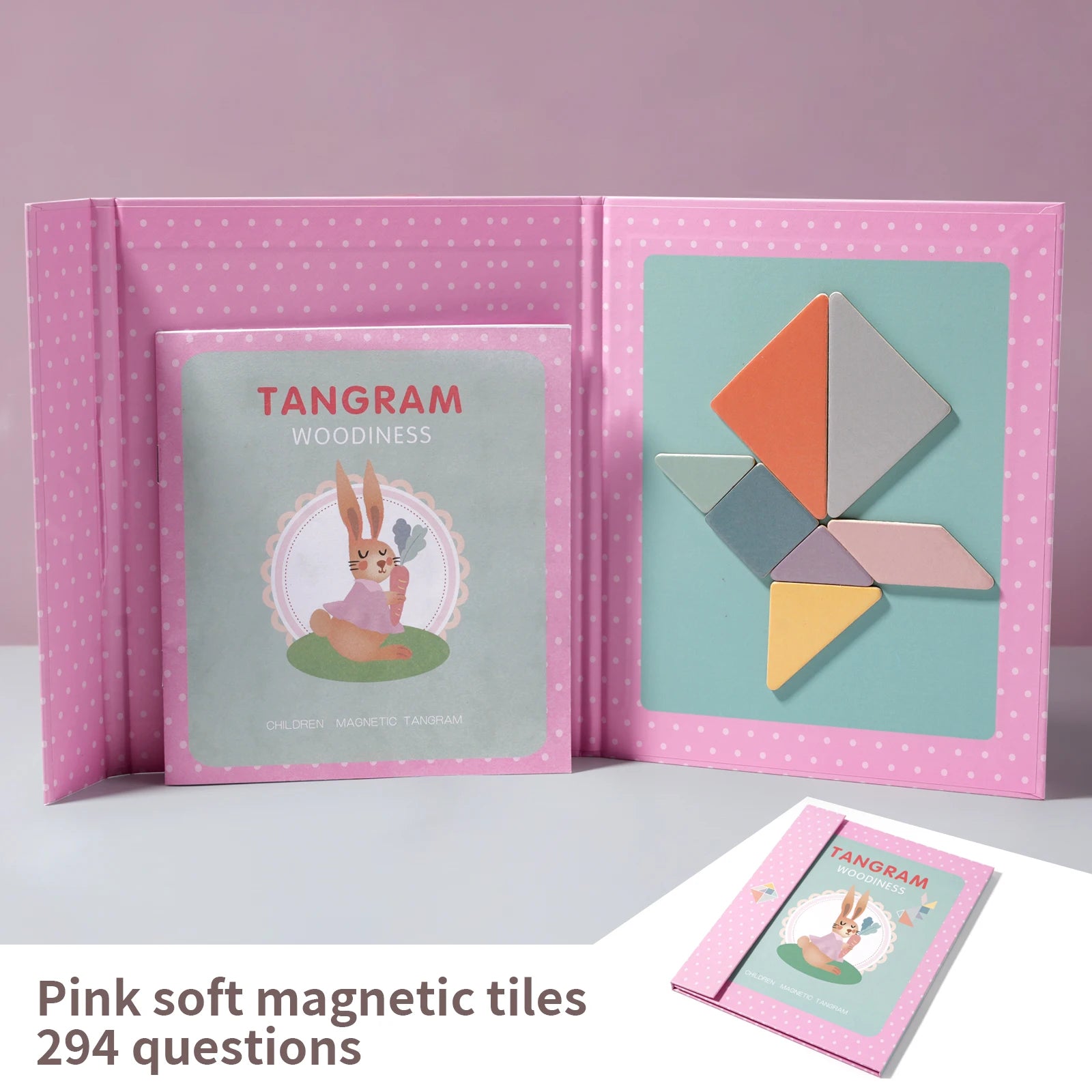 Wooden Magnetic Tangram Puzzle Book for Kids | Educational Travel Puzzle Toy