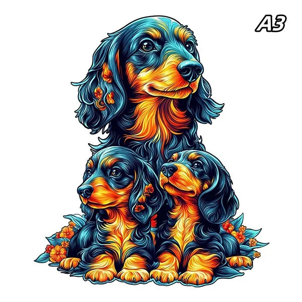 Jigsaw Puzzle Mysterious Animal Puzzles Dog Puzzles Gift for Adult Kids Educational Fabulous Gift Interactive Games Wooden Toys