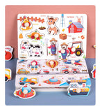 Baby Wooden Puzzles Montessori Toys 1 2 3 Years Toddler Toys Hand Grab Board Alphabet Number Cognition Learning Educational Toys