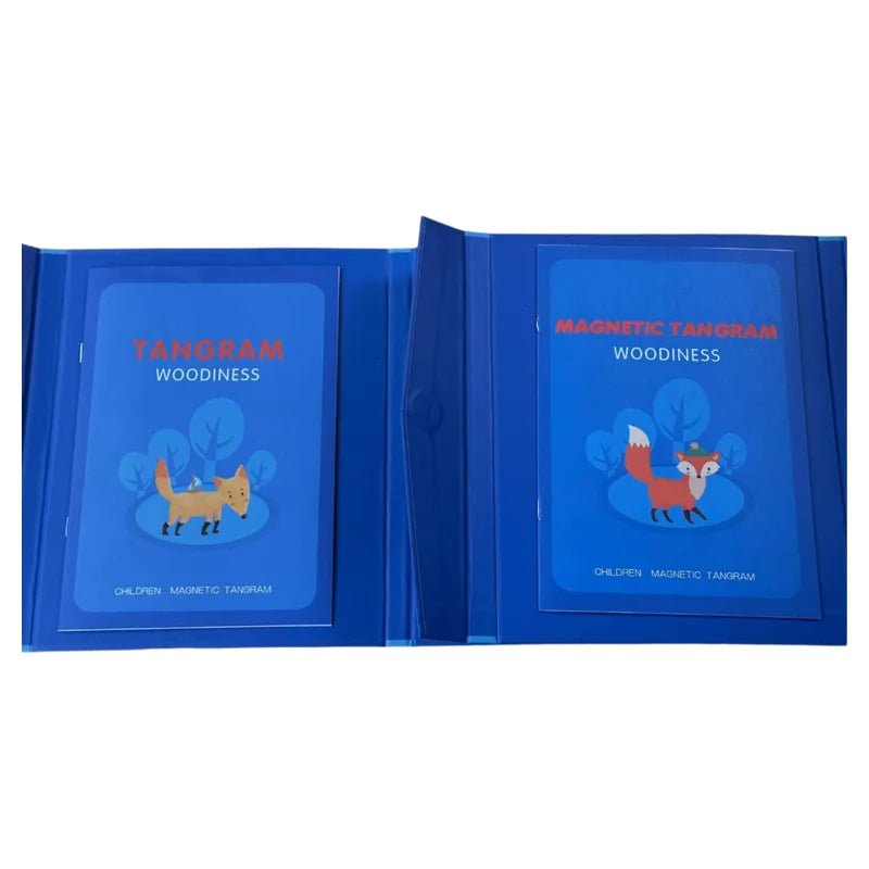 Wooden Magnetic Tangram Puzzle Book for Kids | Educational Travel Puzzle Toy