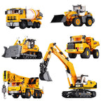 City technical MOC WheelLoader Car Heavy Mining Truck Crane Building Blocks DIY Engineering Excavator Bricks Toy For Children