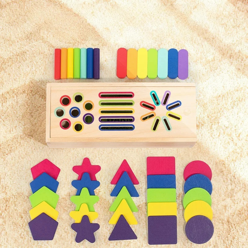 3D Shapes Geometric Solids Wooden Color Toy Sorting Toy Developmental Training Montessori Educational Game for Preschool Element