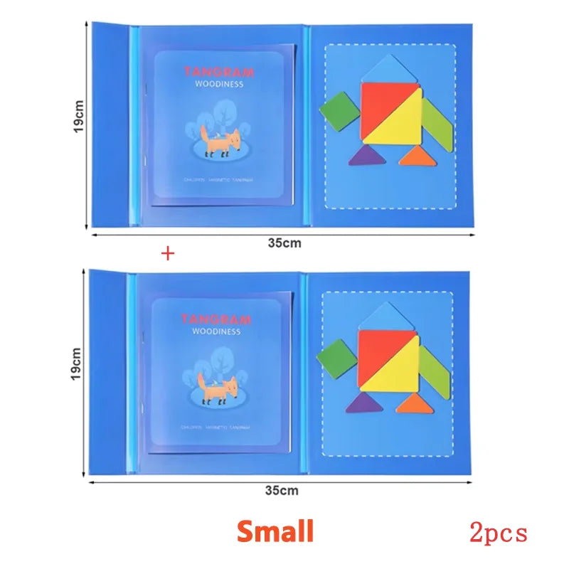 Wooden Magnetic Tangram Puzzle Book for Kids | Educational Travel Puzzle Toy