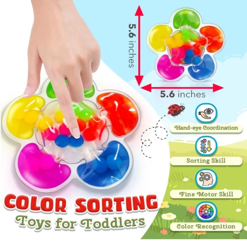 Montessori 5-Color Sorting Sensory Toy for Kids Educational Learning Game with Colorful Balls for Fine Motor Skills Development