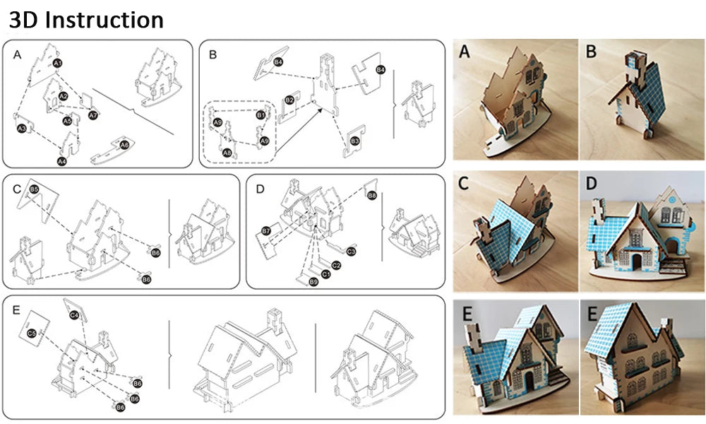 3D Wooden Car Puzzle Retro Bus European Style Campervan DIY Assembly Model Kit Educational Toy for Children Kids Home Decoration