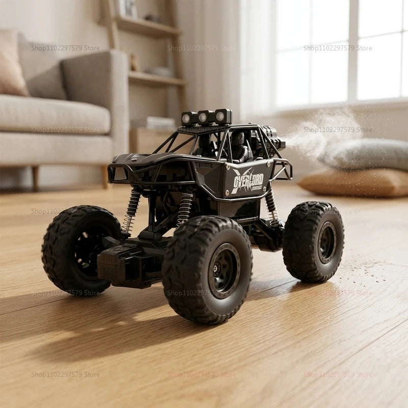 2WD RC Monster Truck with Spray & LED Light 2.4GHz Off-Road Remote Control Cars High Speed Climbing Vehicle Toys for Kids Adults