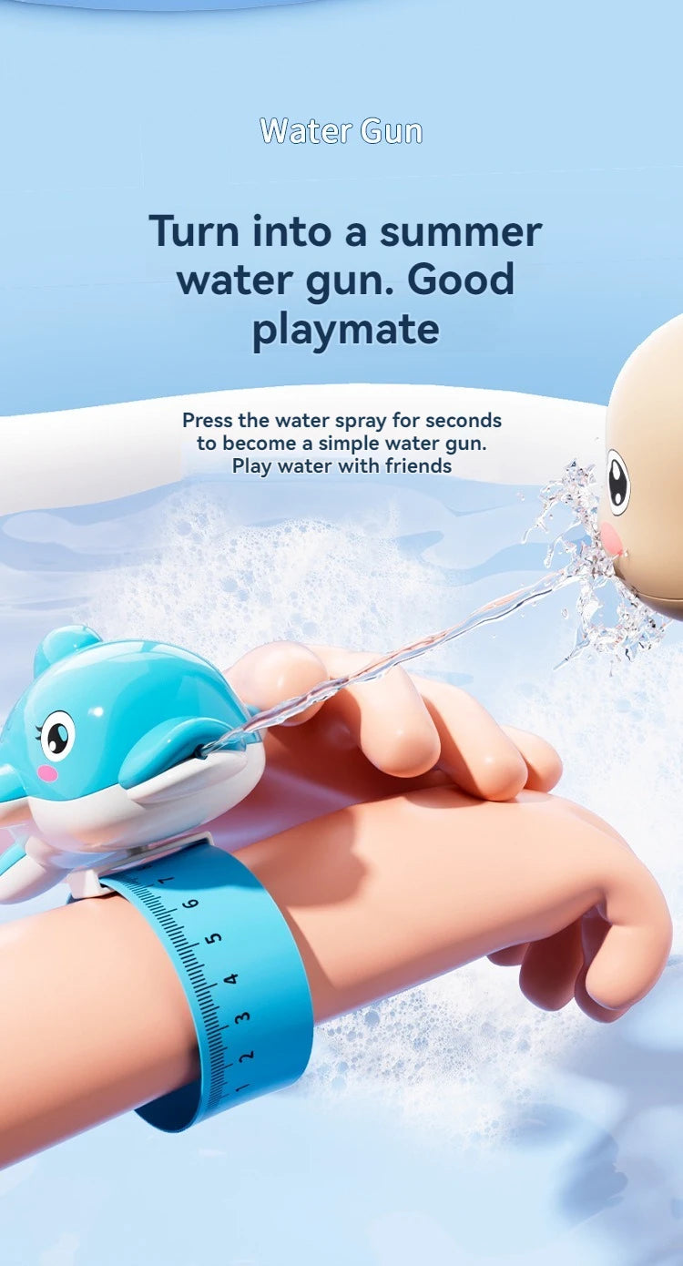 New Turtle or dolphin shaped bracelet water gun, parent-child interaction pressure water jet toy, bath, beach and pool toys