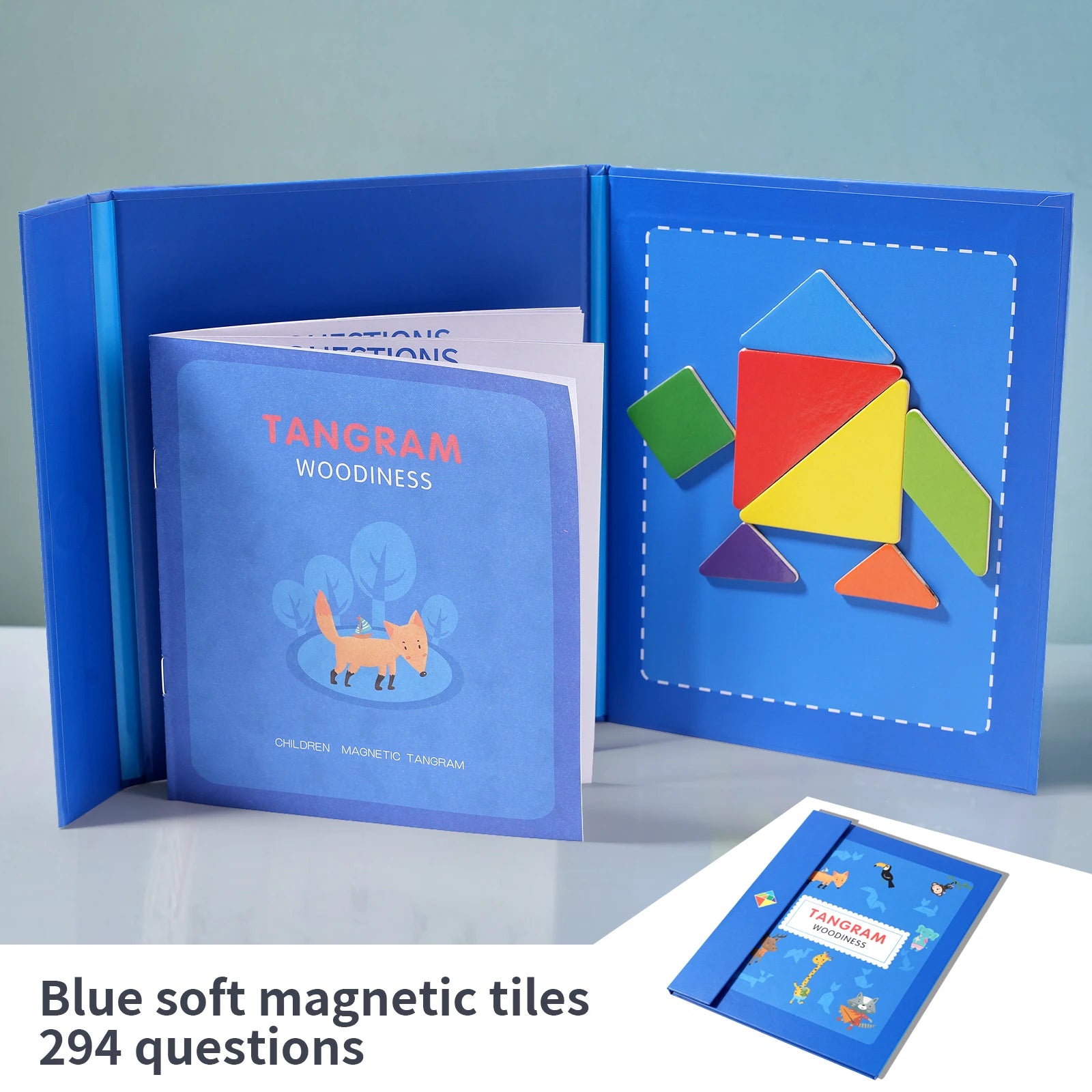 Wooden Magnetic Tangram Puzzle Book for Kids | Educational Travel Puzzle Toy