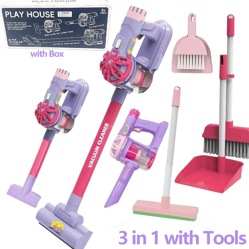 Kids Simulation Electric Vacuum Cleaner Toy Set Housekeeping Role Play Educational Toys for Toddlers Perfect Gift for Girls Boys