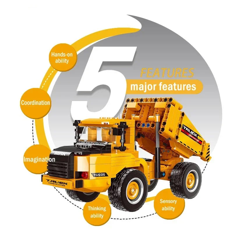 City technical MOC WheelLoader Car Heavy Mining Truck Crane Building Blocks DIY Engineering Excavator Bricks Toy For Children