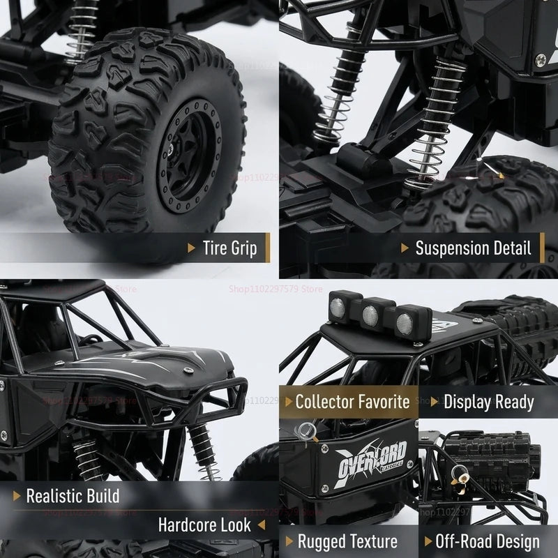 2WD RC Monster Truck with Spray & LED Light 2.4GHz Off-Road Remote Control Cars High Speed Climbing Vehicle Toys for Kids Adults