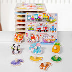 Baby Wooden Puzzles Montessori Toys 1 2 3 Years Toddler Toys Hand Grab Board Alphabet Number Cognition Learning Educational Toys