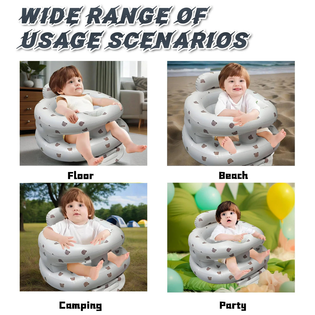 New Inflatable Baby Seat with Full Enclosure Comfortable PVC Sit Me Up Baby Chair Built in Air Pump Blow Up Sitting Sofa
