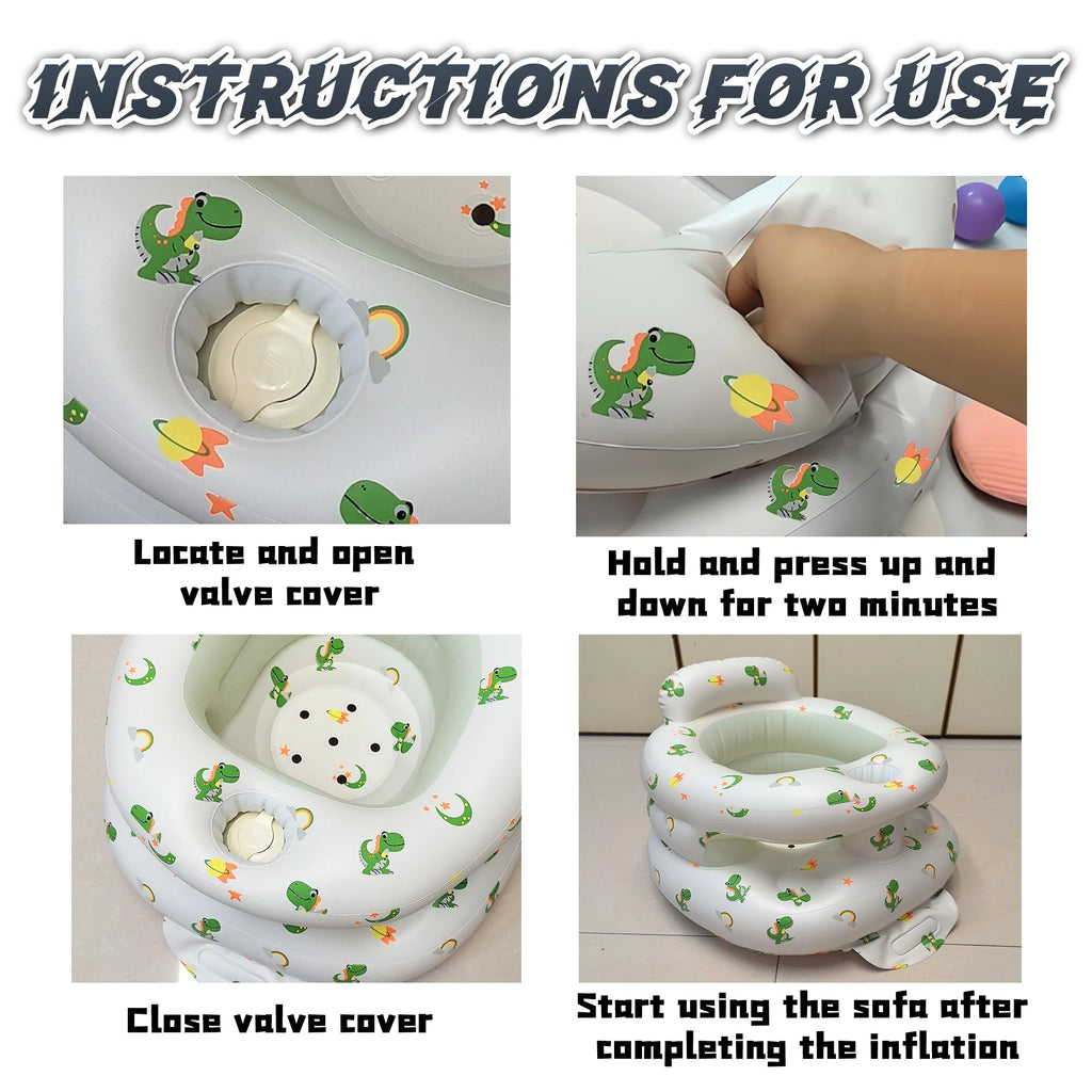 New Inflatable Baby Seat with Full Enclosure Comfortable PVC Sit Me Up Baby Chair Built in Air Pump Blow Up Sitting Sofa