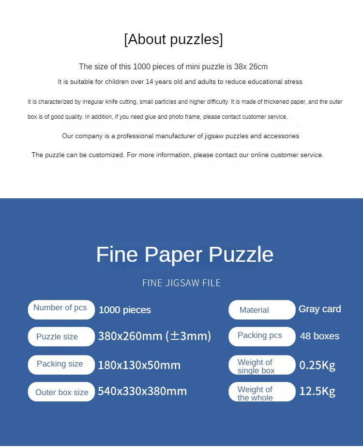 MaxRenard Mini Jigsaw Puzzle 1000 Pieces for Adults Van Gogh The Starry Night Environmentally Friendly Paper Christmas Gift Toy