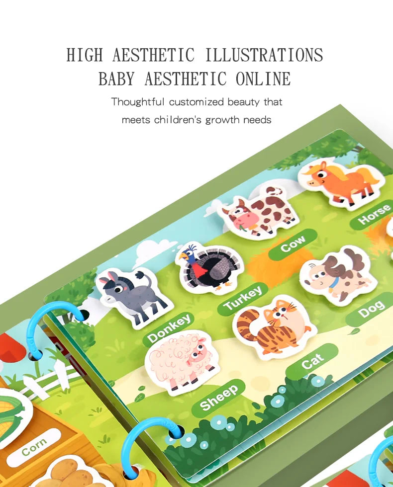 Montessori Baby Busy book My First Quiet Book Paste Early Learning Education Toy Children Toy Matching Game for Babies