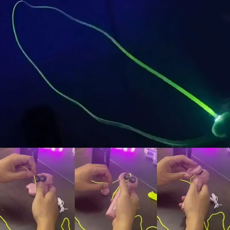 Light Toy String Glow In The Dark String Rope Launcher Luminous Portable Handheld String Stress Relief Toys For Kids Party Gifts