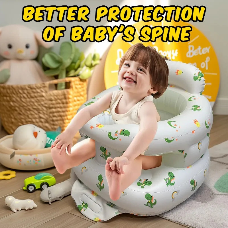 New Inflatable Baby Seat with Full Enclosure Comfortable PVC Sit Me Up Baby Chair Built in Air Pump Blow Up Sitting Sofa